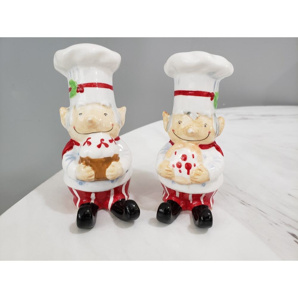 HARD TO FIND - Ceramic Salt‎ & Pepper Shakers Mark Roberts Christmas CHEF